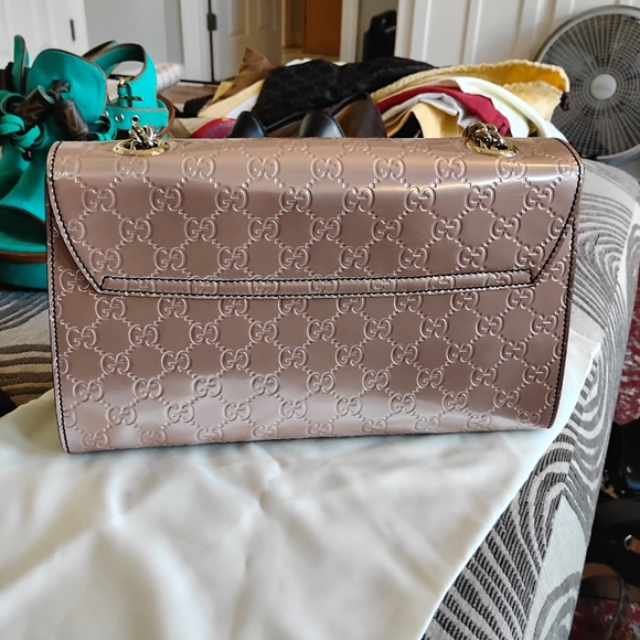 GUCCI Guccissima Horsebit Tassel Iridescent Pink Leather Bag EMILY - Picture 12 of 14